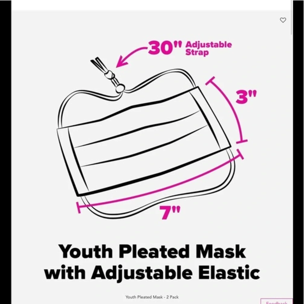 YOUTH PLEATED MASK 2 pack